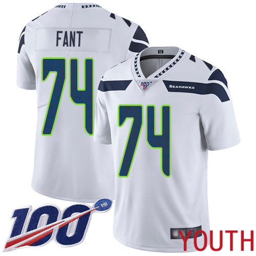 Seattle Seahawks Limited White Youth George Fant Road Jersey NFL Football #74 100th Season Vapor Untouchable->women nfl jersey->Women Jersey